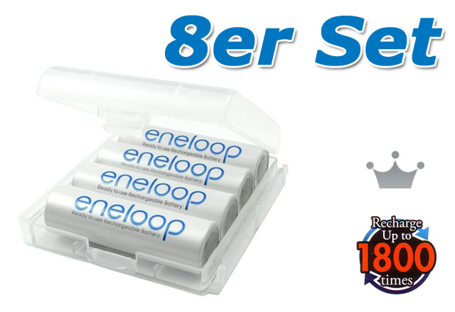 kQ Sanyo Eneloop HR-3UTGB AA Akkus 8er Pack mit 2 Boxen 8 Stück AA Neue Version